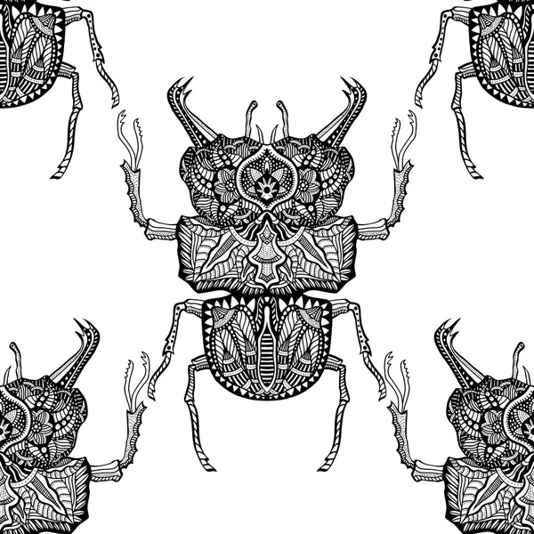 Seamless pattern with beetle — Stock Vector