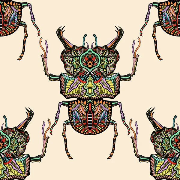 Seamless pattern with beetle — Stock Vector