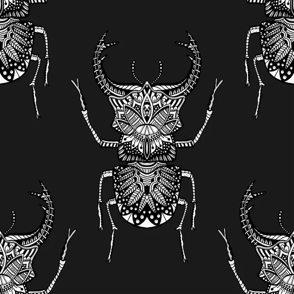 Бесшовный рисунок с жуком — стоковый вектор