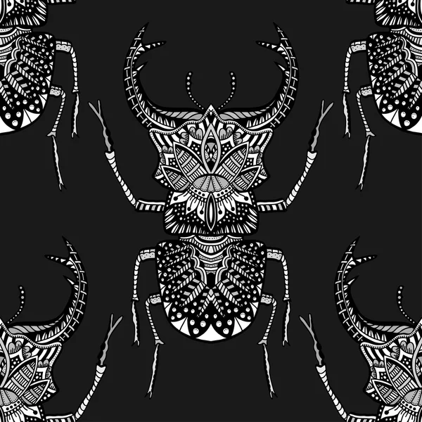 Motif sans couture avec coléoptère — Image vectorielle