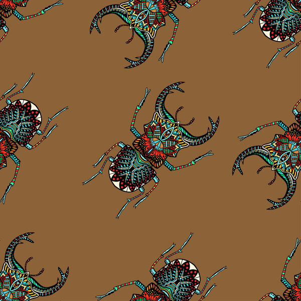 seamless pattern with beetle