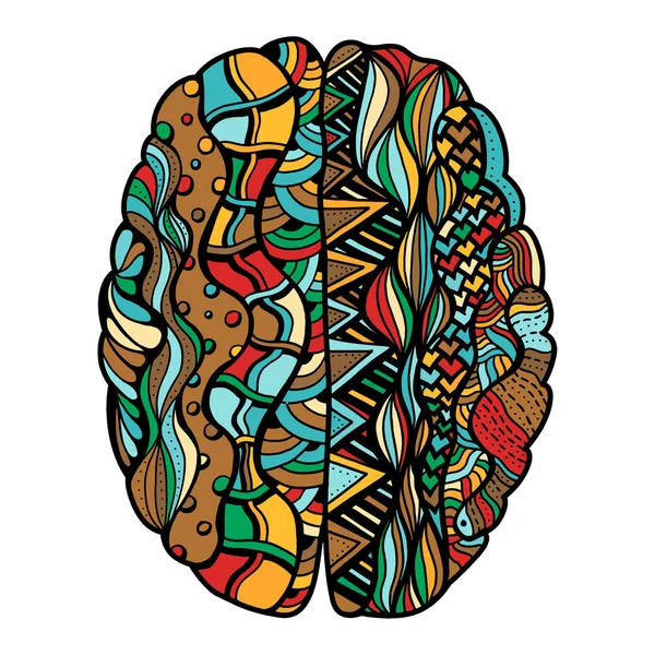 Coloreado Sketchy cerebro humano — Vector de stock