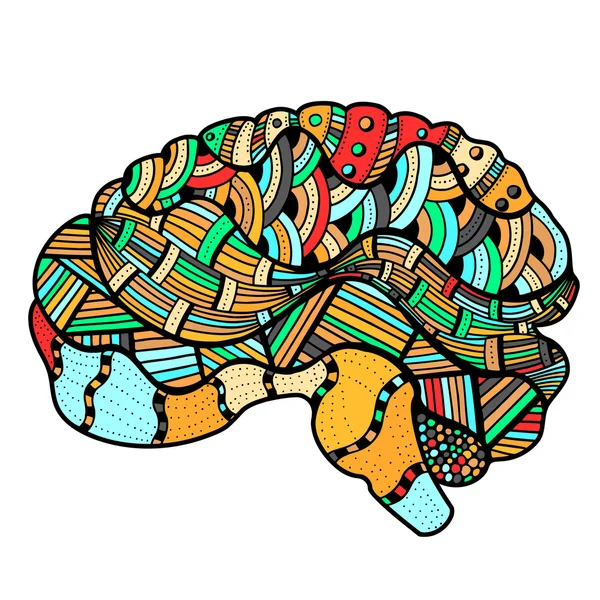 Coloreado Sketchy cerebro humano — Vector de stock