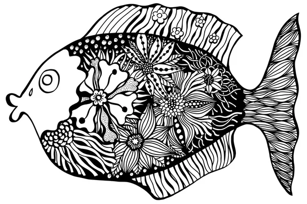 Poisson dessiné à la main — Image vectorielle