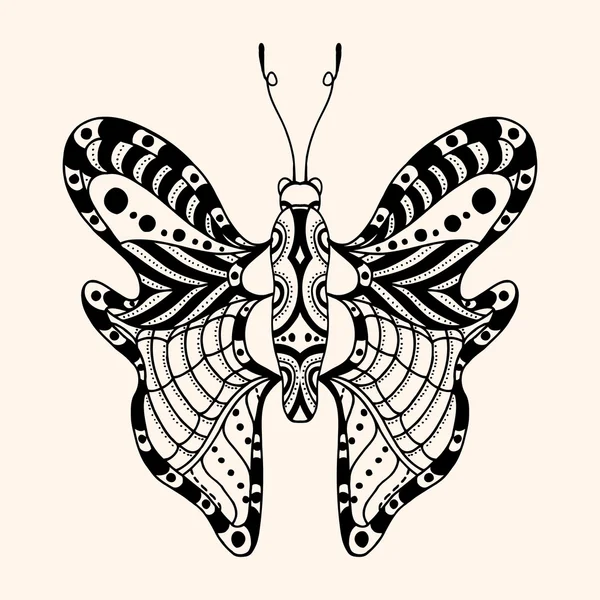Mariposa ornamental dibujada a mano — Vector de stock