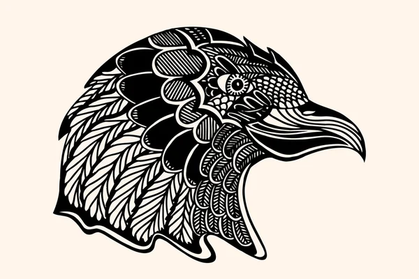 Main Tête d'aigle dessinée . — Image vectorielle