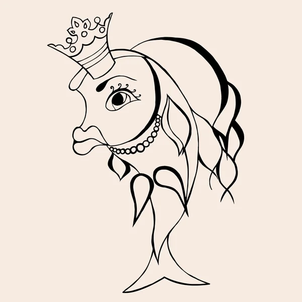 Золотая рыбка с короной . — стоковый вектор