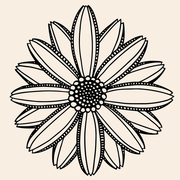 Fleurs abstraites monochromes doodle — Image vectorielle