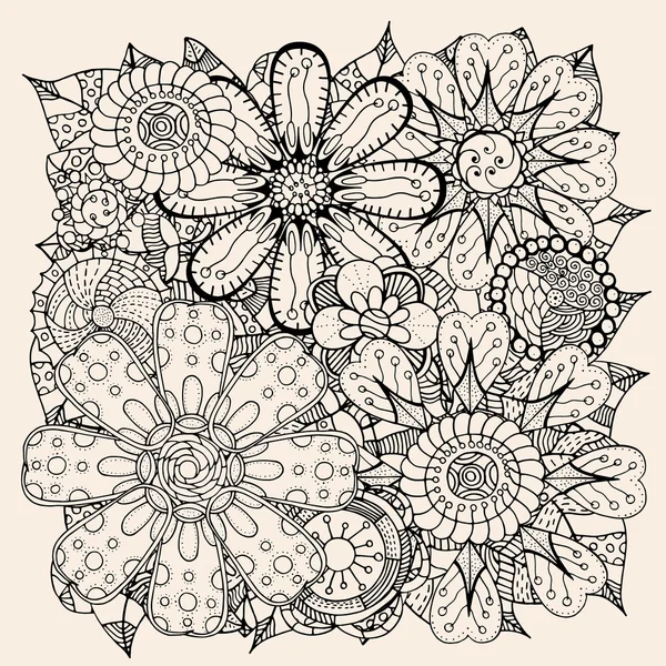 Fleurs et feuilles de gribouille — Image vectorielle