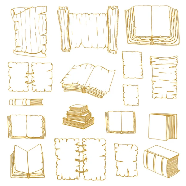 Big Set Books manuscripts — Stock Vector