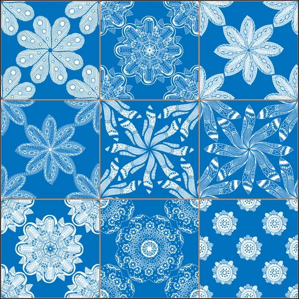 Azulejos geométricos patrones sin costura conjunto — Vector de stock