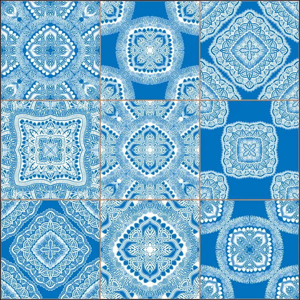 Azulejos geométricos patrones sin costura conjunto — Vector de stock