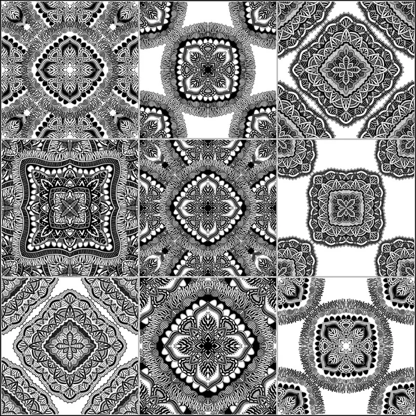 Motifs géométriques monochromes sans couture — Image vectorielle