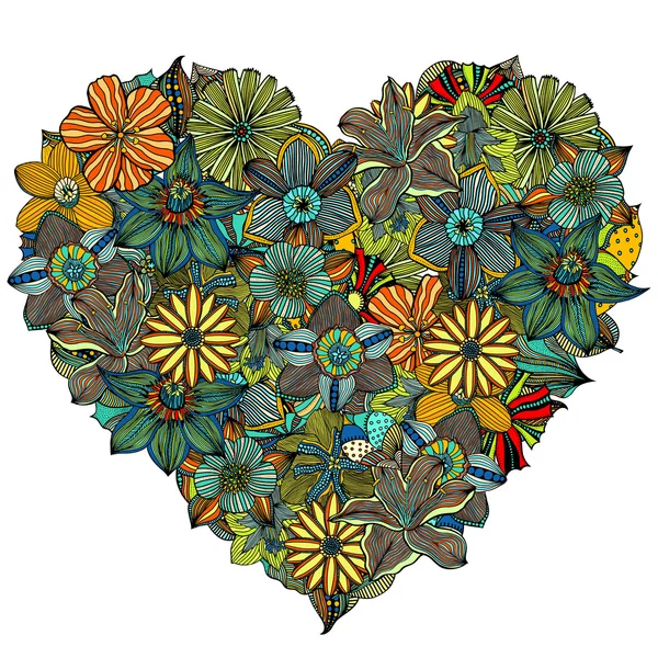 Coeur de fleur dessiné à la main — Image vectorielle