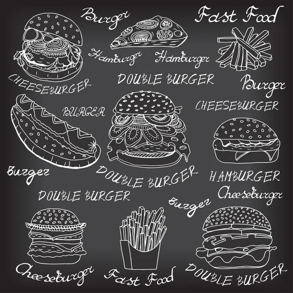 Ilustrações sketchy fast food . — Vetor de Stock