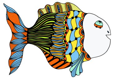 stilize elle çizilmiş balık