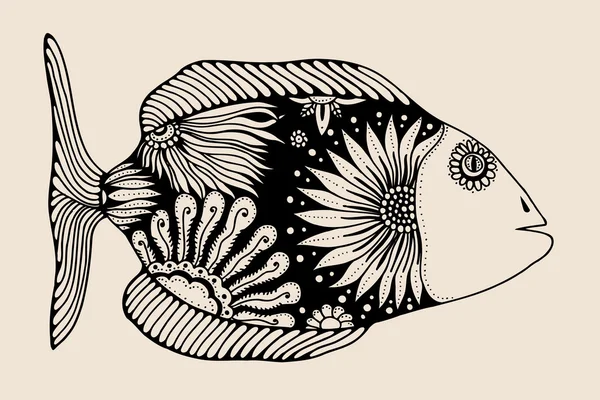 Poisson graphique ornemental . — Image vectorielle