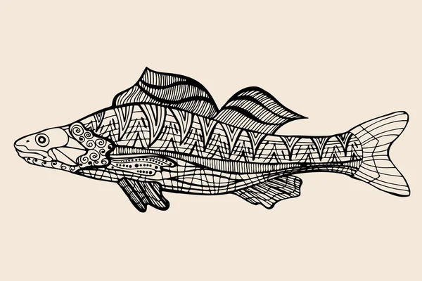 Poisson graphique ornemental . — Image vectorielle