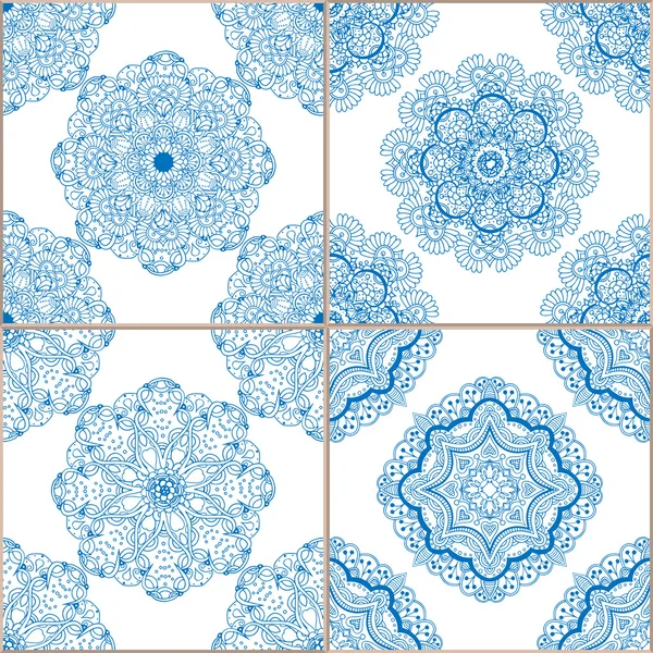 Azulejos geométricos patrones sin costura conjunto — Archivo Imágenes Vectoriales