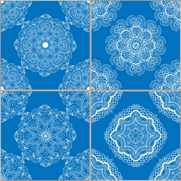 Azulejos geométricos patrones sin costura conjunto — Vector de stock