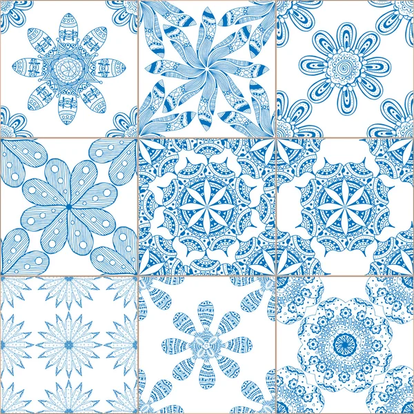 Azulejos geométricos patrones sin costura conjunto — Vector de stock