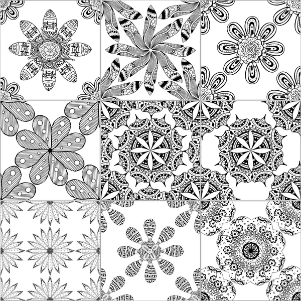 Baldosas geométricas blanco y negro — Vector de stock