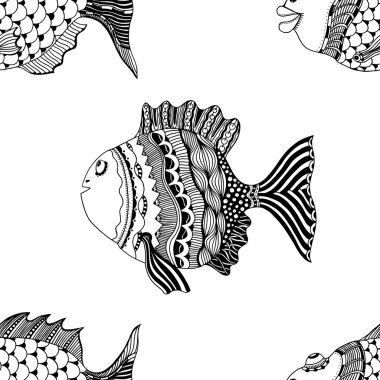 Sorunsuz soyut çizilmiş süs balık