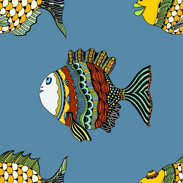 Seamless background of abstract fish — Stock Vector