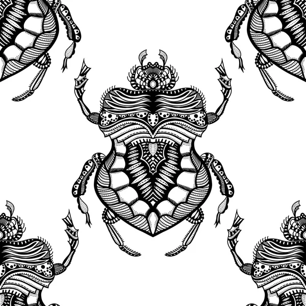 Escarabajo estilizado zentangle dibujado a mano — Vector de stock