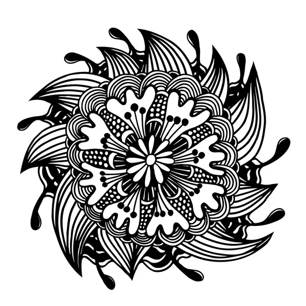 Flor de contorno negro — Vector de stock