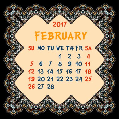 2017 yılı takvimi.