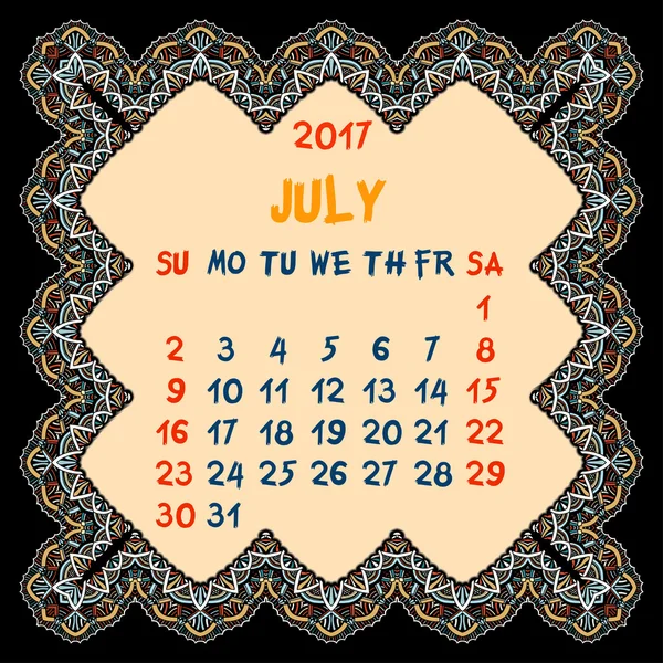 Calendario 2017 año. — Vector de stock