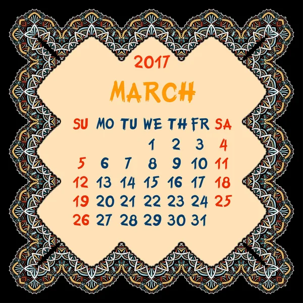 Kalendarz na rok 2017. — Wektor stockowy