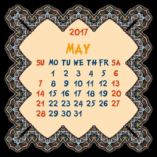 Kalender für 2017 Jahr. — Stockvektor
