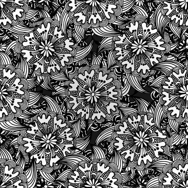 Bezešvé monochromatický květinový vzor. — Stockový vektor