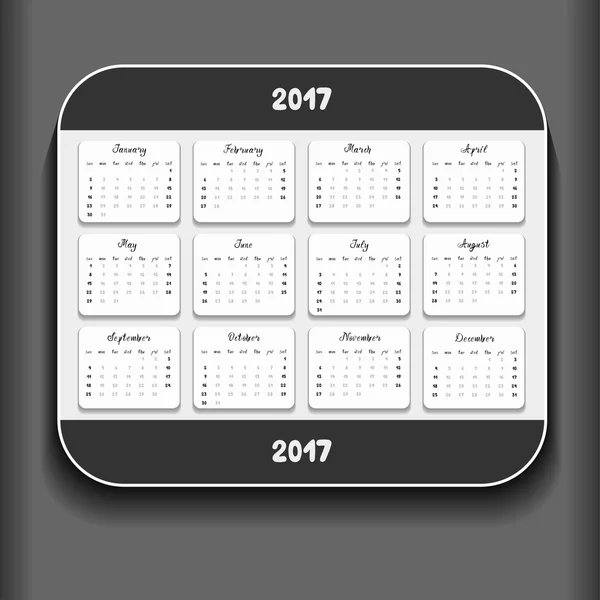 Простой календарь 2017 года — стоковый вектор