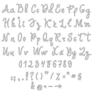 Vektör alfabesi. el çizimi harfler.