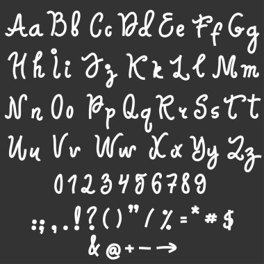 Vektör alfabesi. el çizimi harfler.