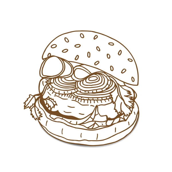 Esboço sanduíche de hambúrguer — Vetor de Stock