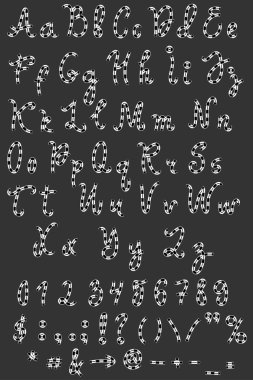 Vektör alfabesi. el çizimi harfler.