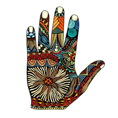 Palm el çekilmiş zentangle