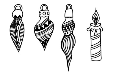 Elle çizilmiş Noel topları