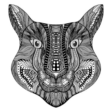 Zentangle Tiger yüz stilize.