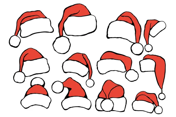 Doodle Kerstmis hoeden instellen — Stockvector