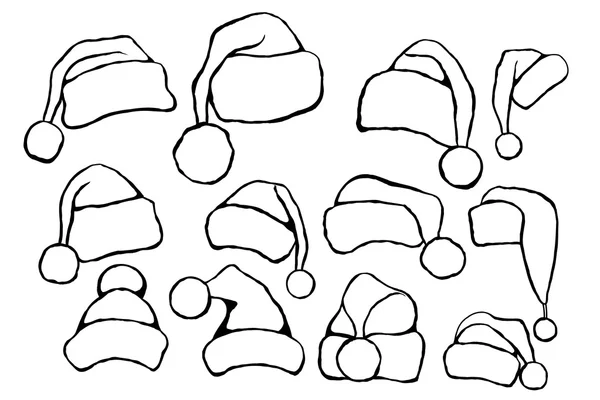 Chapeaux doodle Père Noël — Image vectorielle