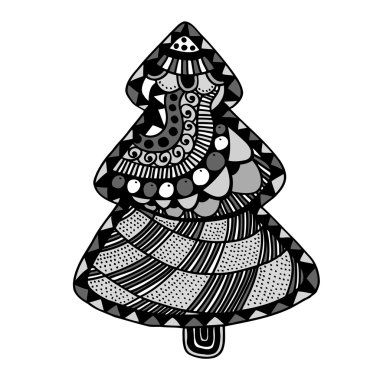 El çizimi Noel ağacı