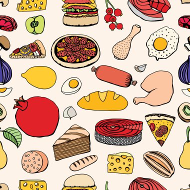 Renkli vektör el çekilmiş gıda