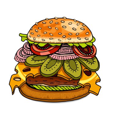 Hamburger beyazda izole edilmiş.