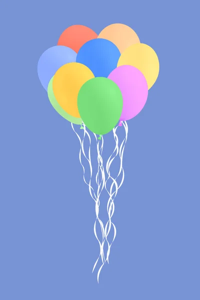 Illustration einer Reihe bunter Geburtstags- oder Party-Luftballons — Stockvektor