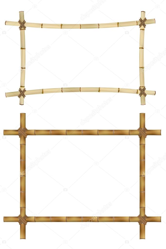 Set of Wooden frame of old bamboo sticks. Vector illustration